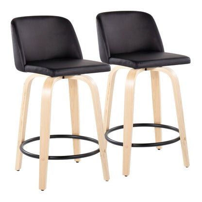 Toriano - Contemporary, Fixed Height Counter Stool With Swivel And Round Footrest (Set of 2) Lumi Source