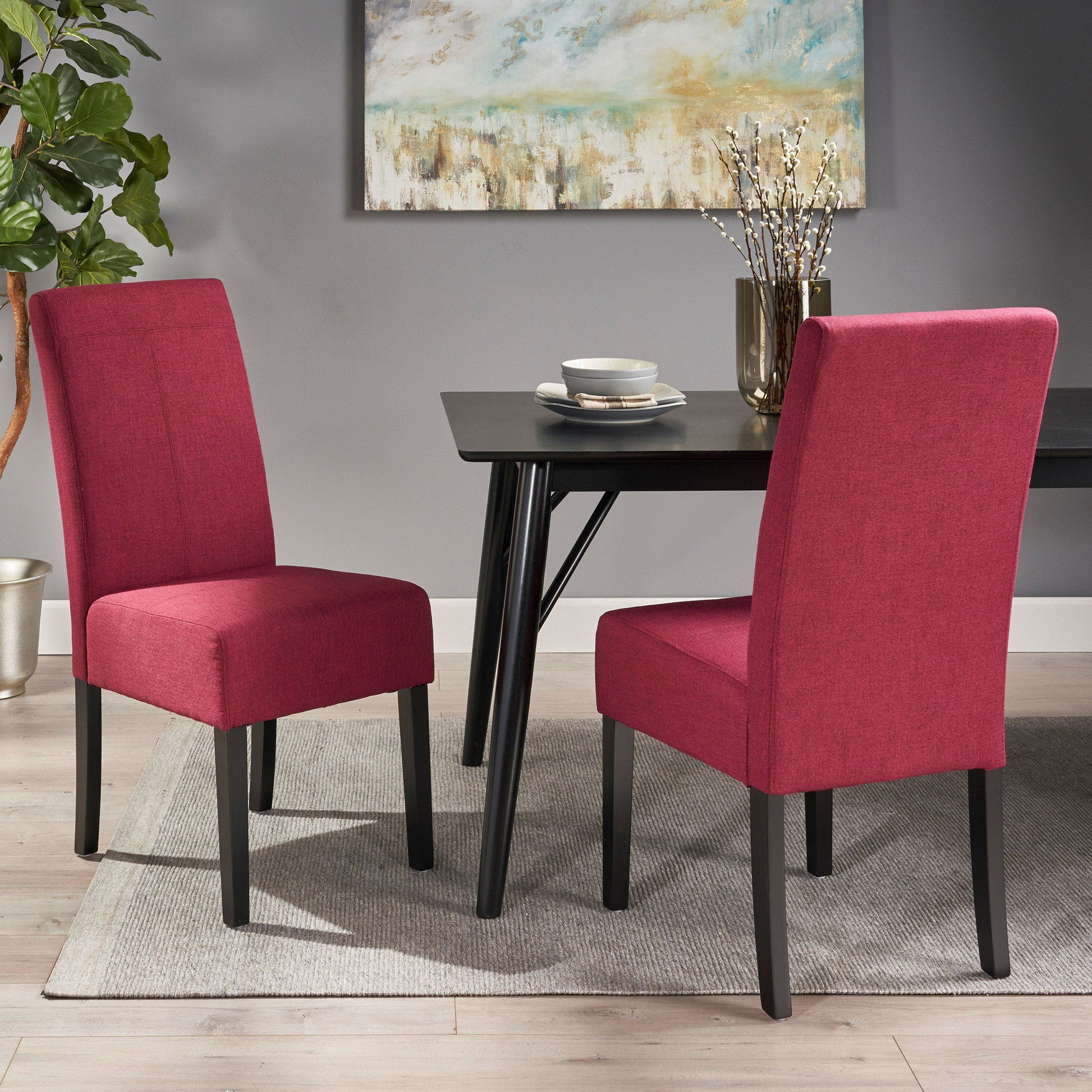 Pertica - Dining Upholstered Armless Chairs (Set of 2) Noble House