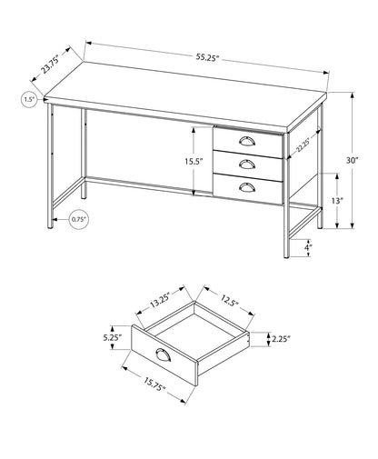 Computer Desk For Home Office, Laptop, 3 Storage Drawers, Contemporary & Moder 8th Street
