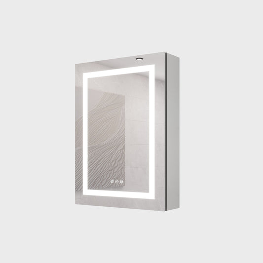 20 X 28" Bathroom Medicine Cabinet With Mirror Wall Mounted LED Bathroom Mirror Cabinet With Lights, Anti-Fog, Waterproof, Dimmable, 3000K~6000K, Single Door, Touch Swich, Storage Shelves - Silver Home Essentials