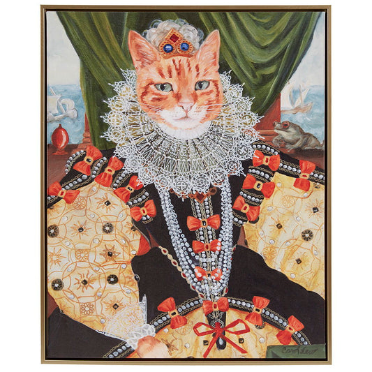 Pet Portrait - Kitty Queen Belle Framed Canvas Wall Art - Multi