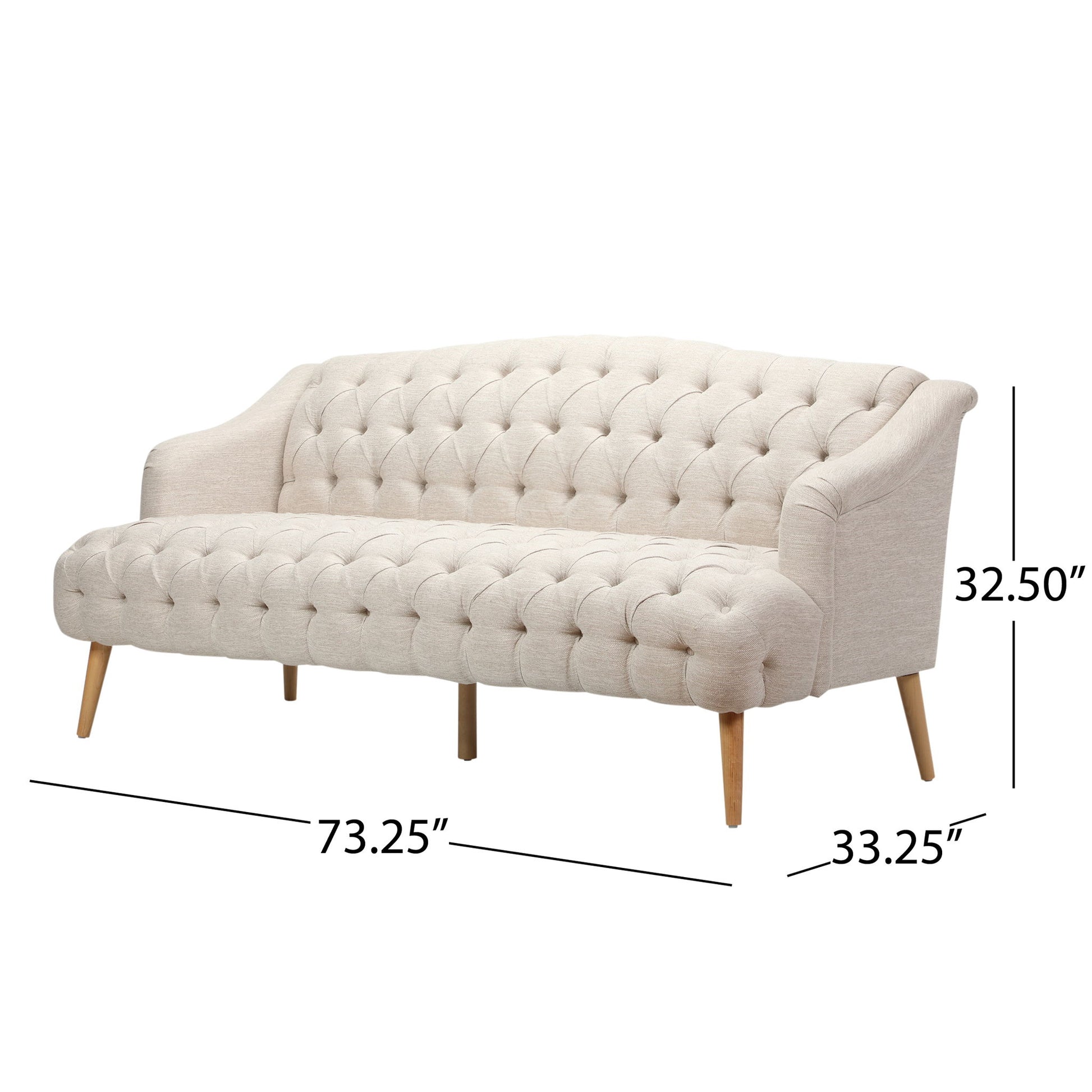 Comfy 3 Seat Sofa With Wooden Legs, For Living Room And Study Noble House