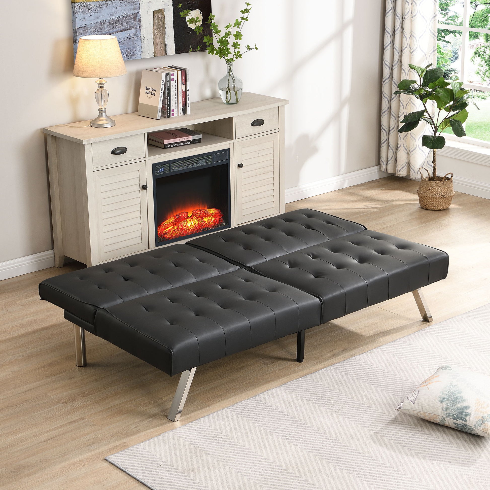 Comfortable Futon Sofa Bed - Black Home Essentials