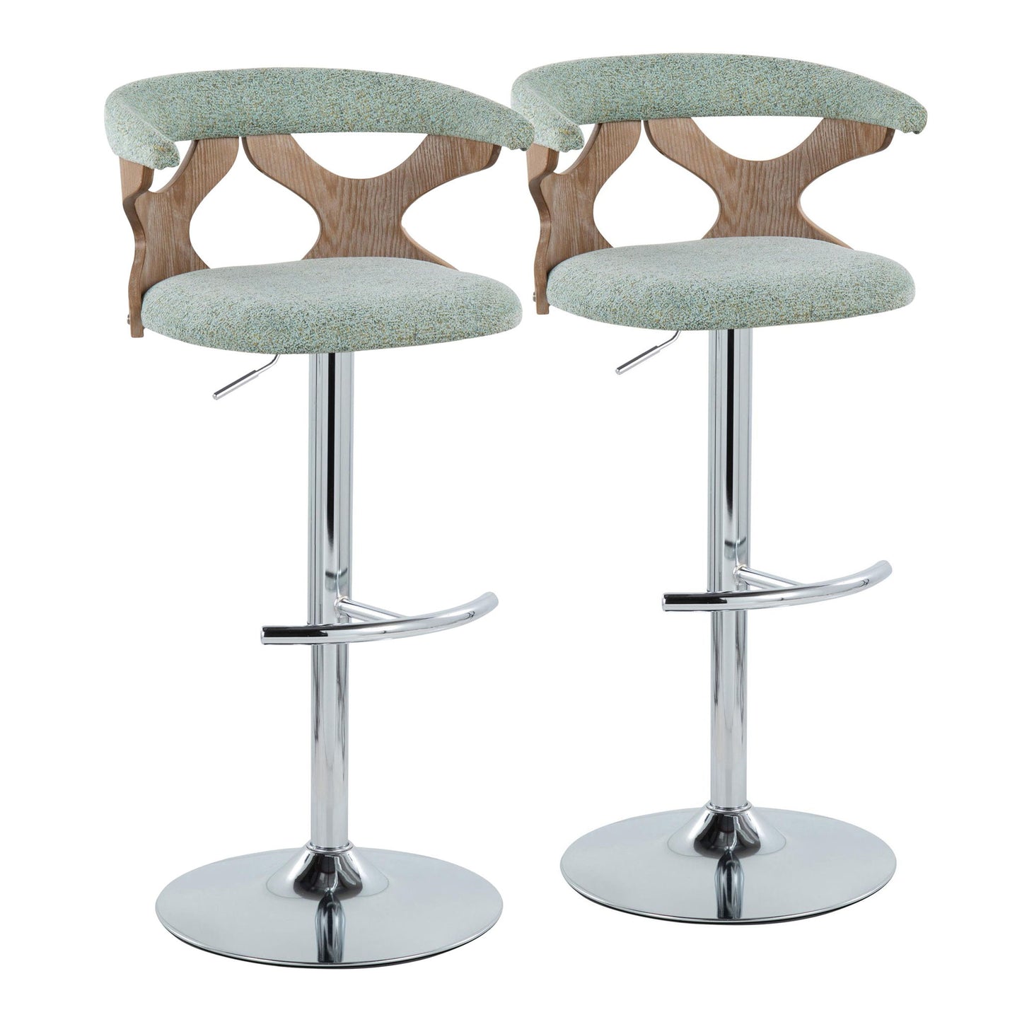 Gardenia - Contemporary Adjustable Barstool With Swivel / Rounded T Footrest (Set of 2) Lumi Source