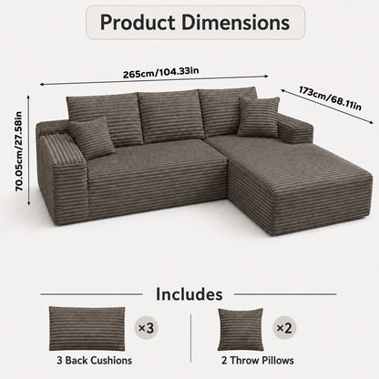 Modern L-Shaped Sectional Sofa With Left Facing Chaise Home Essentials