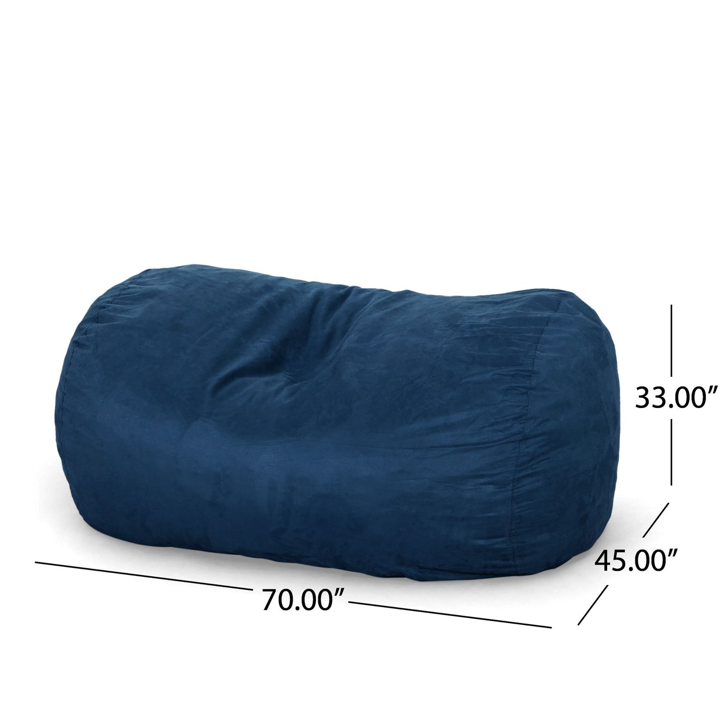 Marlin - 6.5 Foot Cylindrical Bean Bag With Removable Suede Cover - Midnight Blue Home Essentials