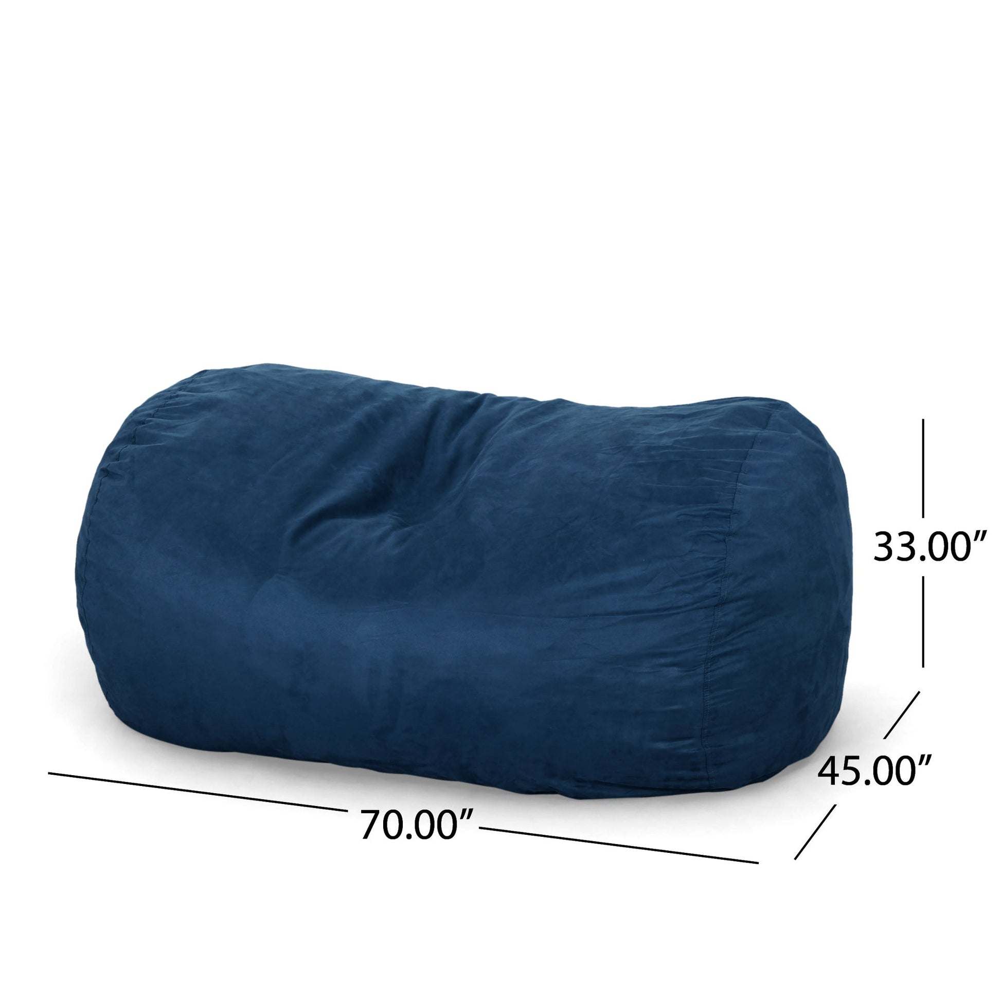 Marlin - 6.5 Foot Cylindrical Bean Bag With Removable Suede Cover - Midnight Blue Home Essentials