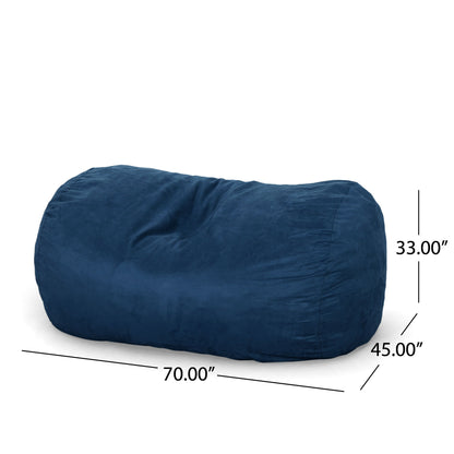 Marlin - 6.5 Foot Cylindrical Bean Bag With Removable Suede Cover - Midnight Blue Home Essentials