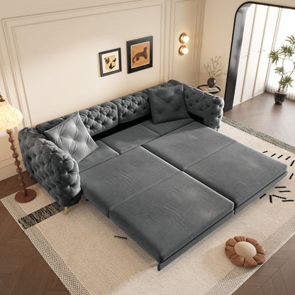 3 In 1 Convertible Sleeper, Deep Seat Pull Out Sofa Bed, Button Tufted Home Essentials