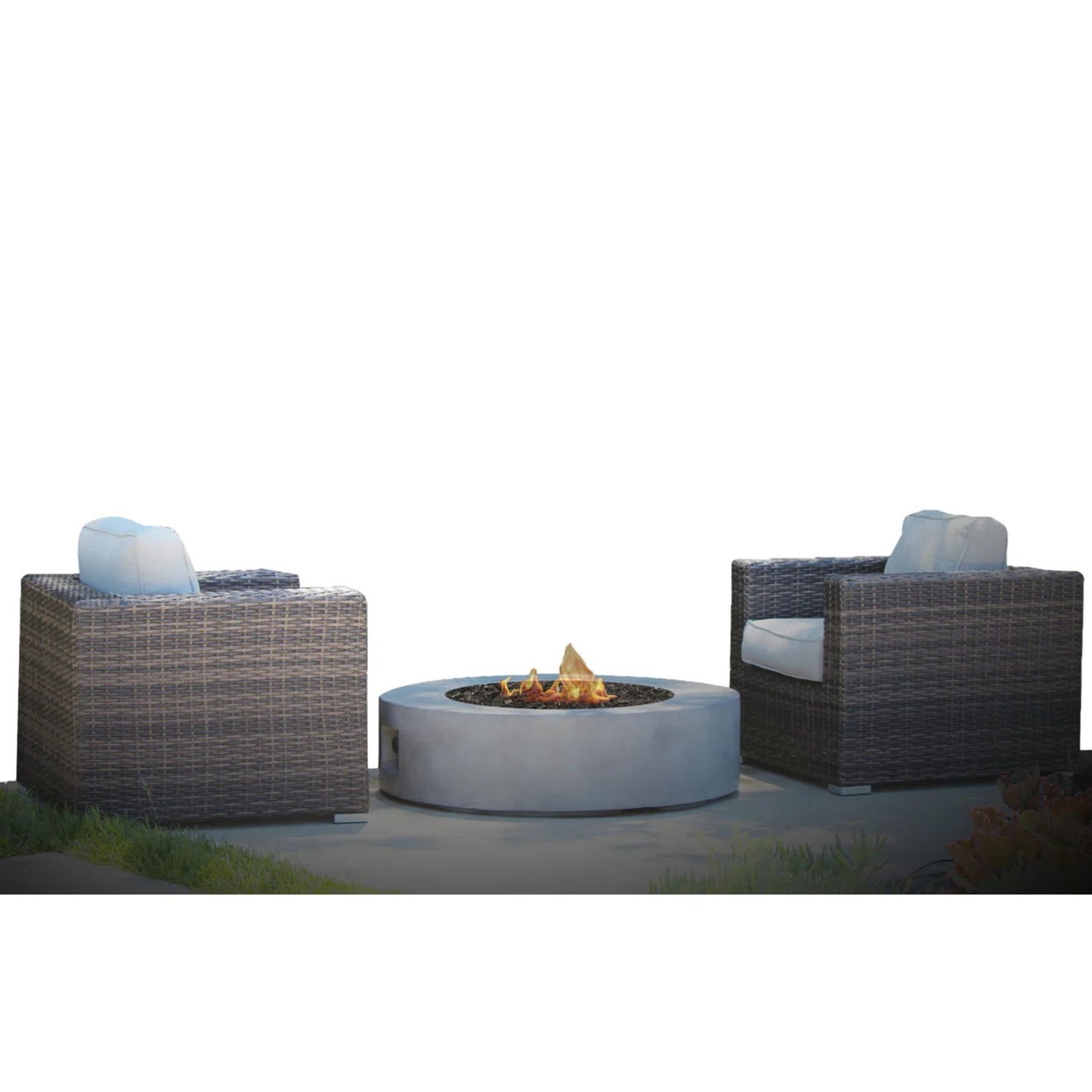 Patio Conversation Set For 2 With Cushions And Fire Pit - Brown LSI Patio Furniture