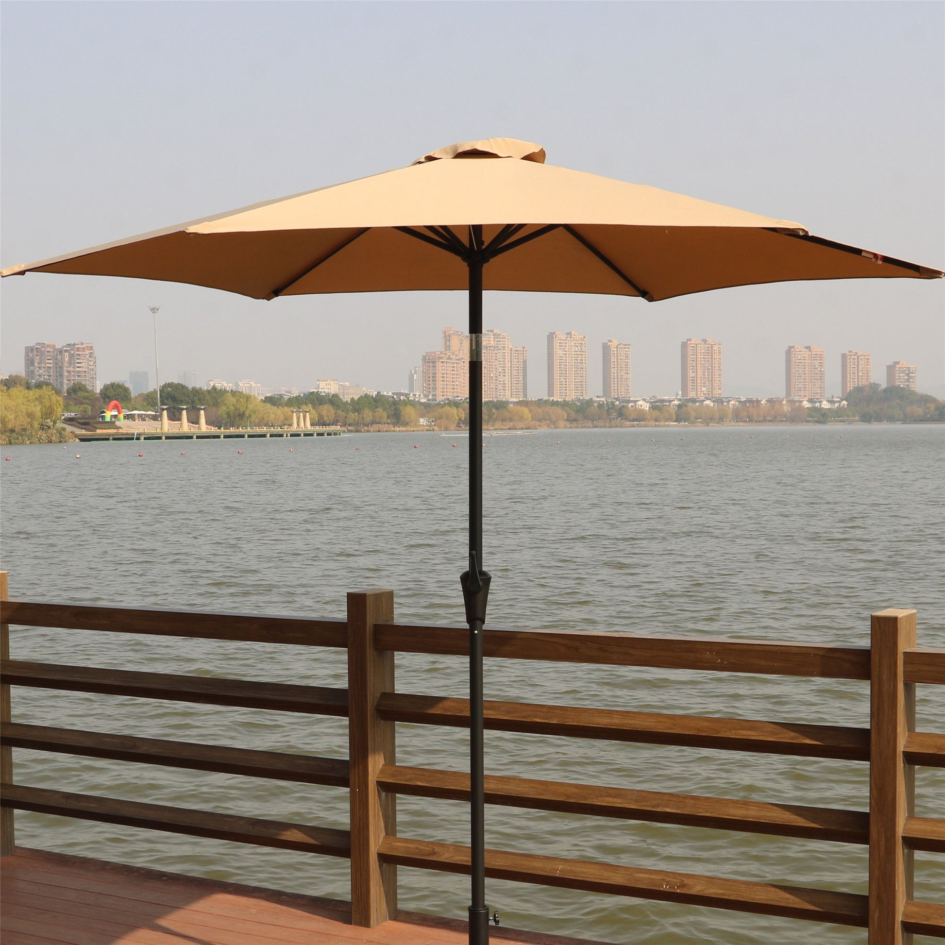 9' Pole Umbrella With Carry Bag - Taupe Home Essentials