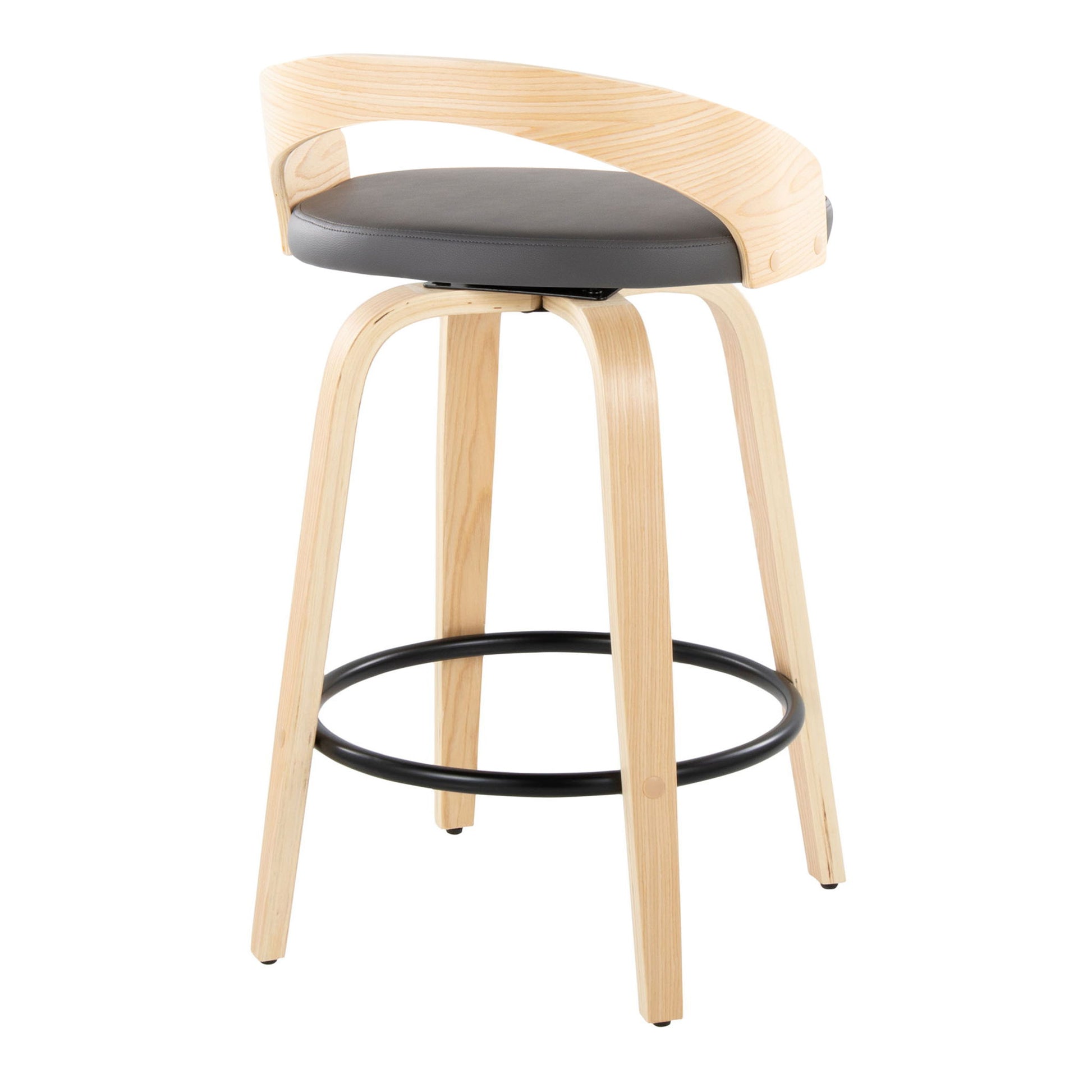 Grotto - Mid-Century Modern Fixed Height Counter Stool Swivel &h Round Footrest Lumi Source