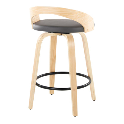 Grotto - Mid-Century Modern Fixed Height Counter Stool Swivel &h Round Footrest Lumi Source