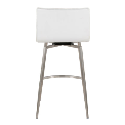 Mara - Upholstered Contemporary Fixed Height Counter Stool With Swivel (Set of 2) - White Lumi Source