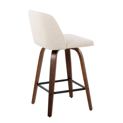 Toriano - Mid Century Modern Fixed Height Counter Stool & Square Footrest (Set of 2) Lumi Source