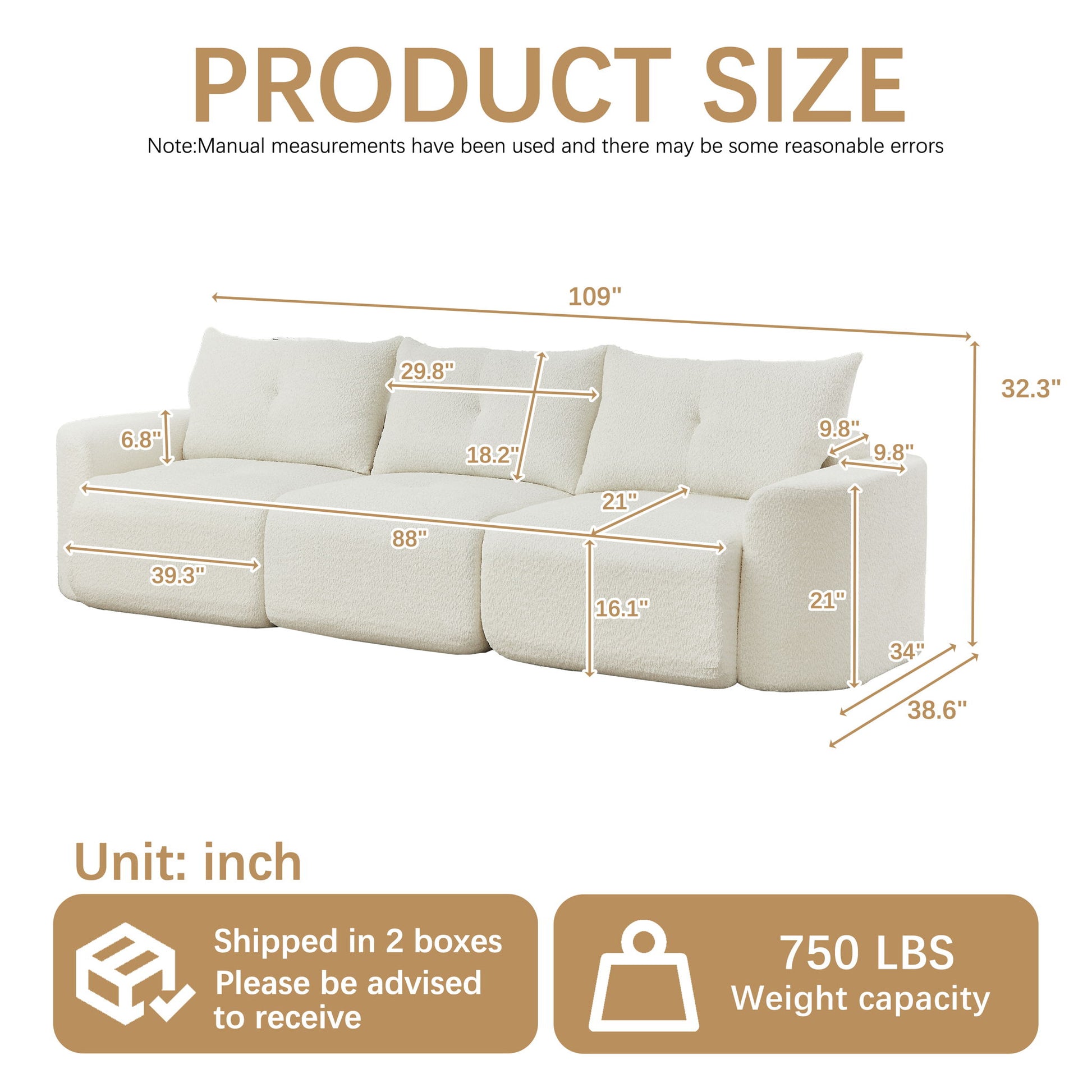 3 Seater With Thickened Armrests Sofa For Living Room Home Essentials