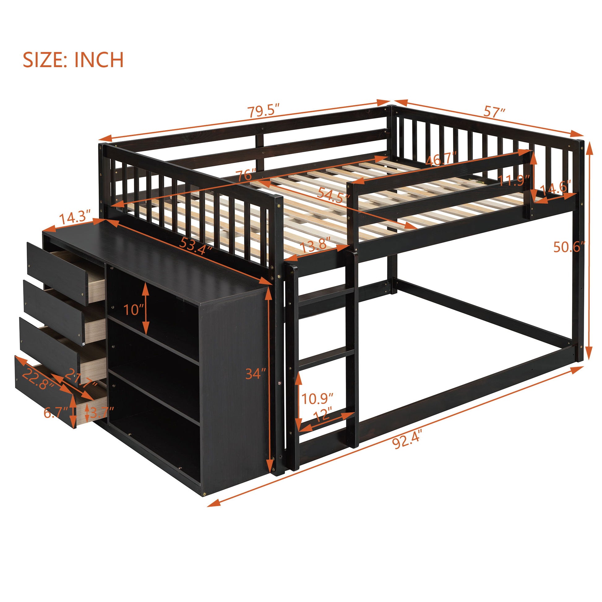 Bunk Bed With 4 Drawers And 3 Shelves DreamHaus