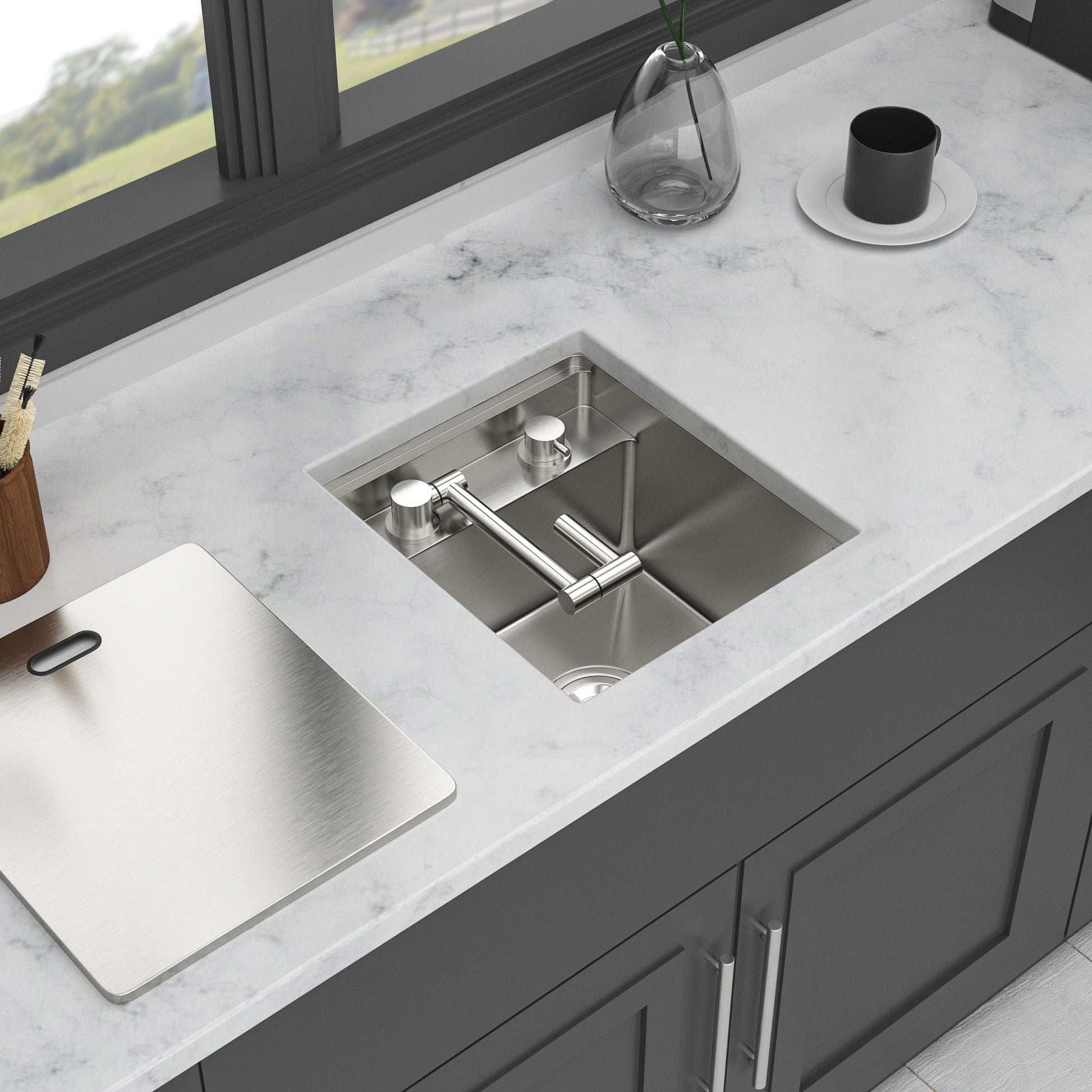 Modern Undermount Bar Sink With Folding Faucet Daily Nest