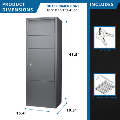 Steel Large Single Compartment Locking Parcel Drop Box With Keyed Access - Gray Daily Nest