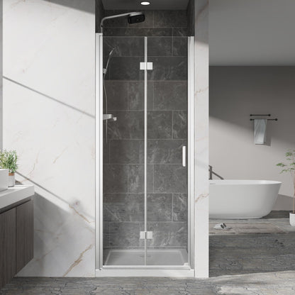 Frameless Bi Fold Shower Doors 30" W X 72" H - Chrome Daily Nest