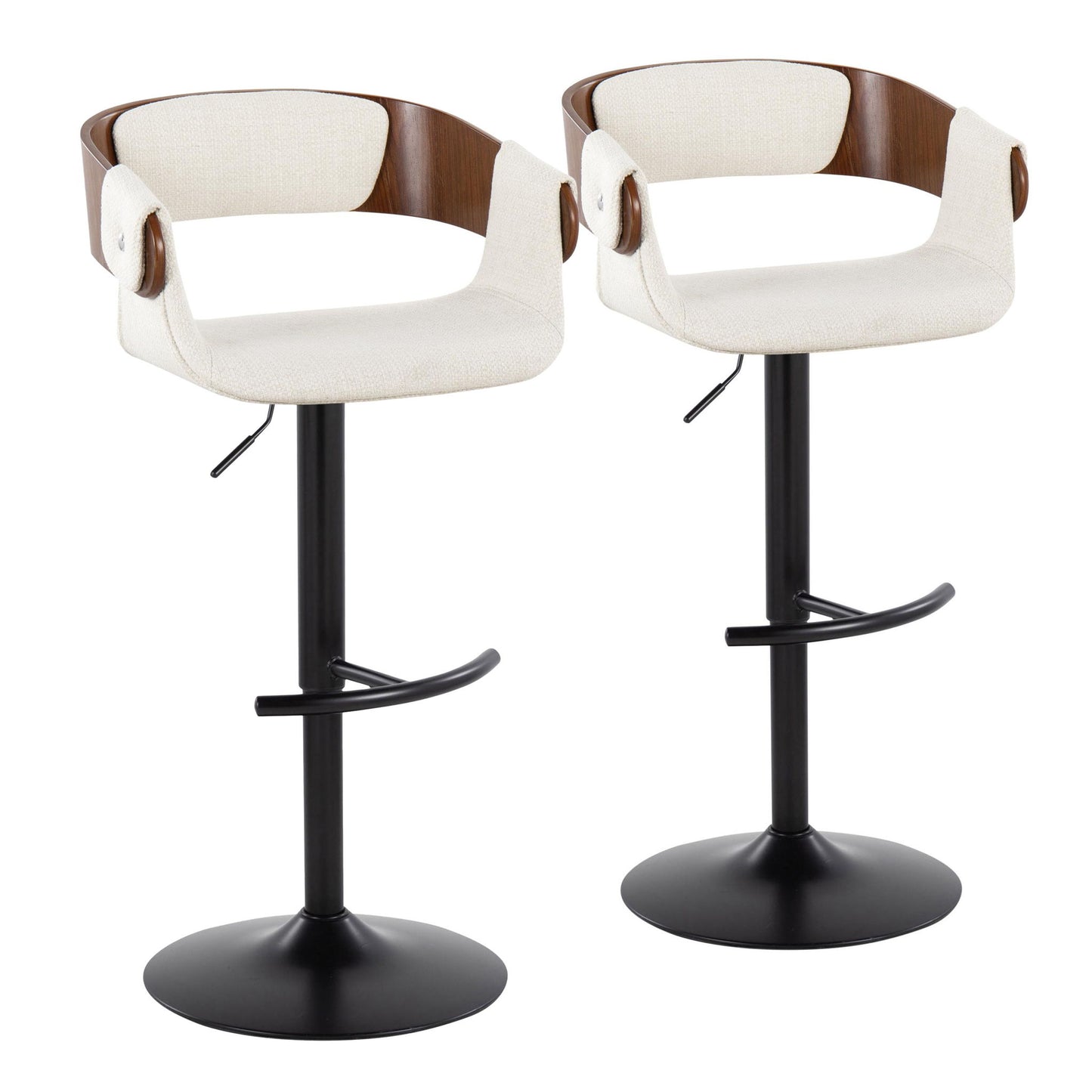 Elisa - Mid Century Modern Adjustable Barstool With Swivel & Rounded T Footrest (Set of 2) Lumi Source