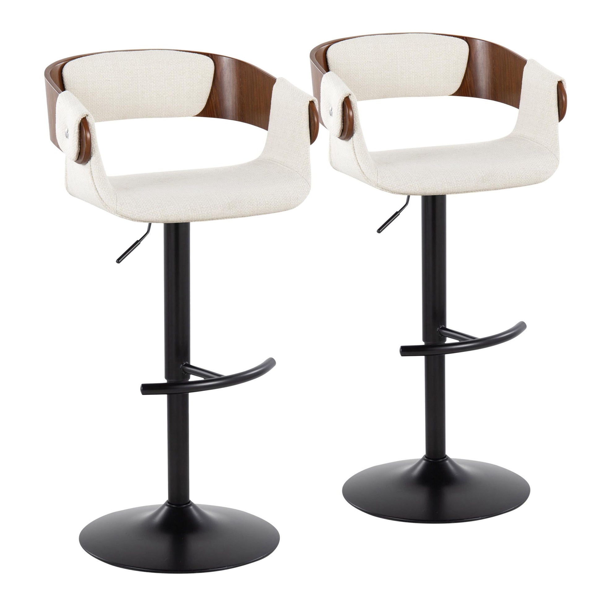 Elisa - Mid Century Modern Adjustable Barstool With Swivel & Rounded T Footrest (Set of 2) Lumi Source