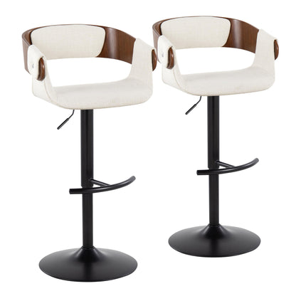 Elisa - Mid Century Modern Adjustable Barstool With Swivel & Rounded T Footrest (Set of 2) Lumi Source