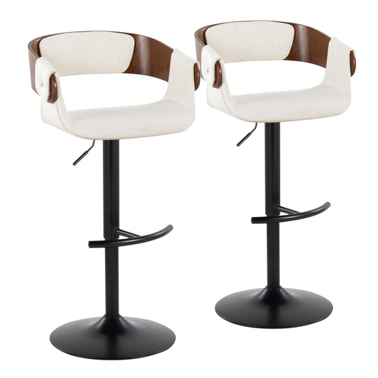 Elisa - Mid Century Modern Adjustable Barstool With Swivel & Rounded T Footrest (Set of 2) Lumi Source
