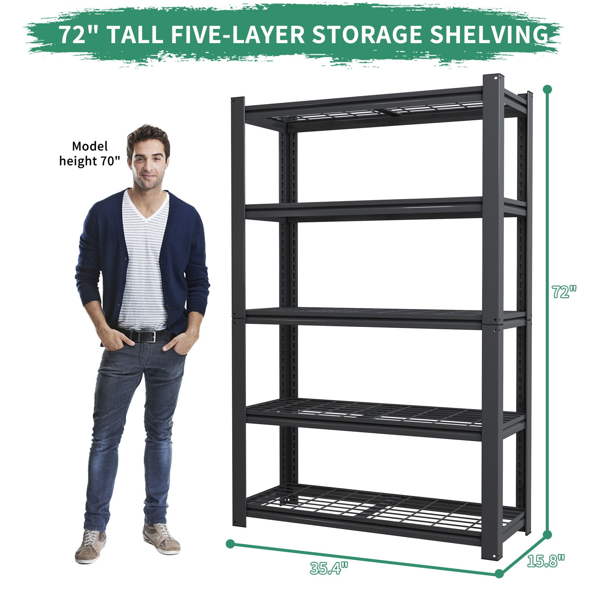 Heavy Duty 5 Tier Adjustable Metal Mesh Storage Rack With 2000 Lbs Capacity - Brushed Nickel Daily Nest