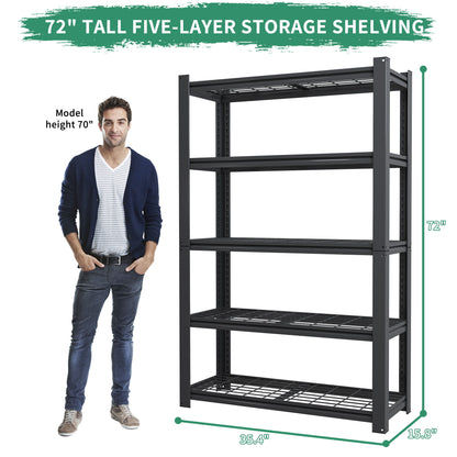 Heavy Duty 5 Tier Adjustable Metal Mesh Storage Rack With 2000 Lbs Capacity - Brushed Nickel Daily Nest