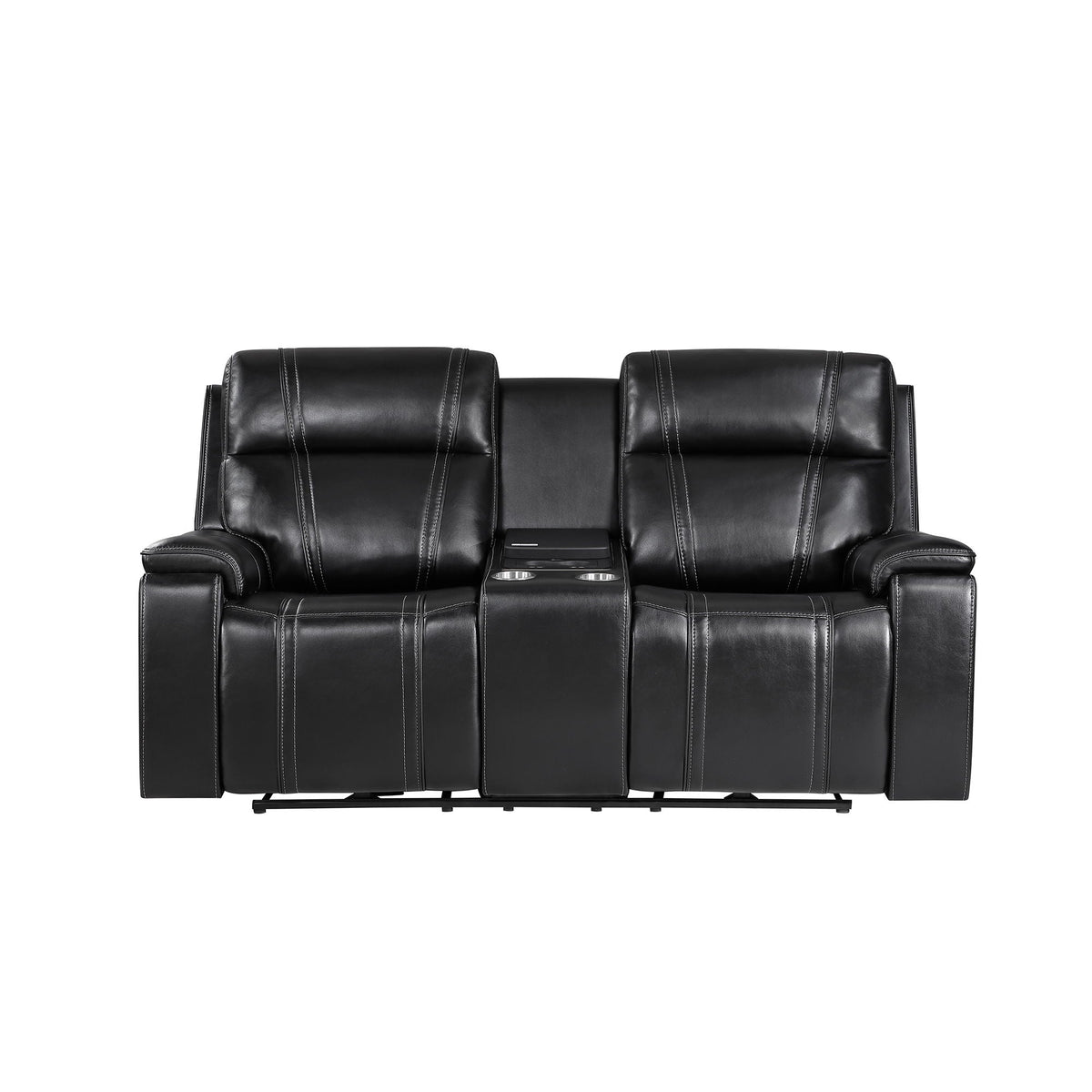 Gary - Power Reclining Loveseat With Cooler In Center Console - Black Global Furniture USA