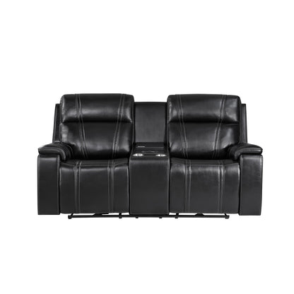 Gary - Power Reclining Loveseat With Cooler In Center Console - Black Global Furniture USA