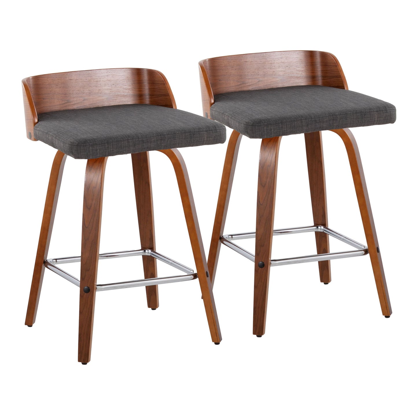 Maya - Mid Century Modern Fixed Height Counter Stool & Swivel With Square Footrest (Set of 2) Lumi Source