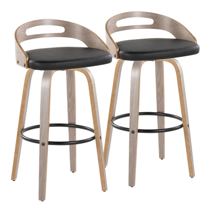 Cassis - Mid Century Modern Fixed Height Barstool With Swivel With Round Footrest (Set of 2) Lumi Source
