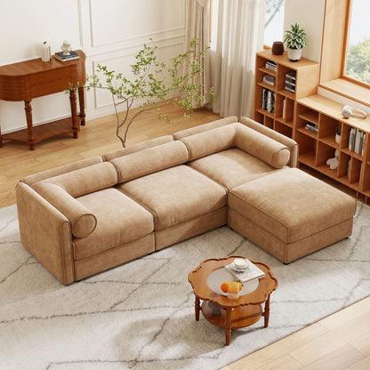 Contemporary Elegant White Chenille Sofa With Storage And Ottoman Home Essentials