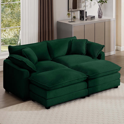 Modern Oversized Modular Cushion Sofa With Ottoman, Low Back, Deep Seating Sofa Set Home Essentials
