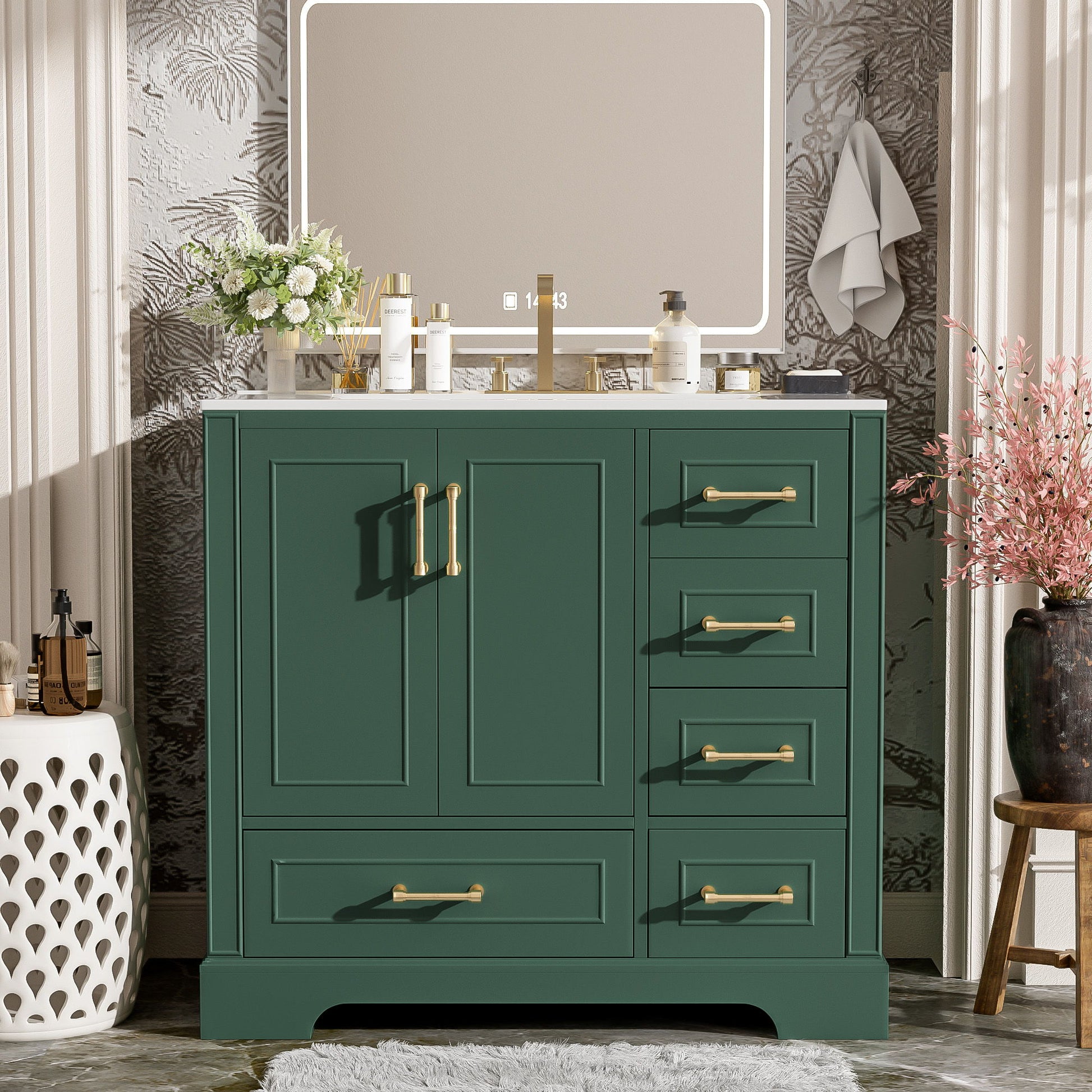 Traditional Bathroom Vanity With Soft Close Doors And Drawers Hearth and Haven