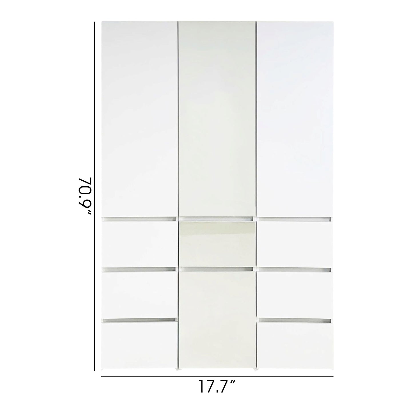 Elise - Modular Wood Closet System With Mirror For Custom Storage Solutions - White Home Essentials