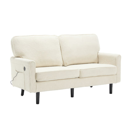 Mid Century Modern Loveseat Sofa With USB Ports, Removable Pillow Cover Home Essentials