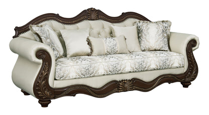 Pierce - Sofa With 5 Pillows - Beige / Cherry Acme
