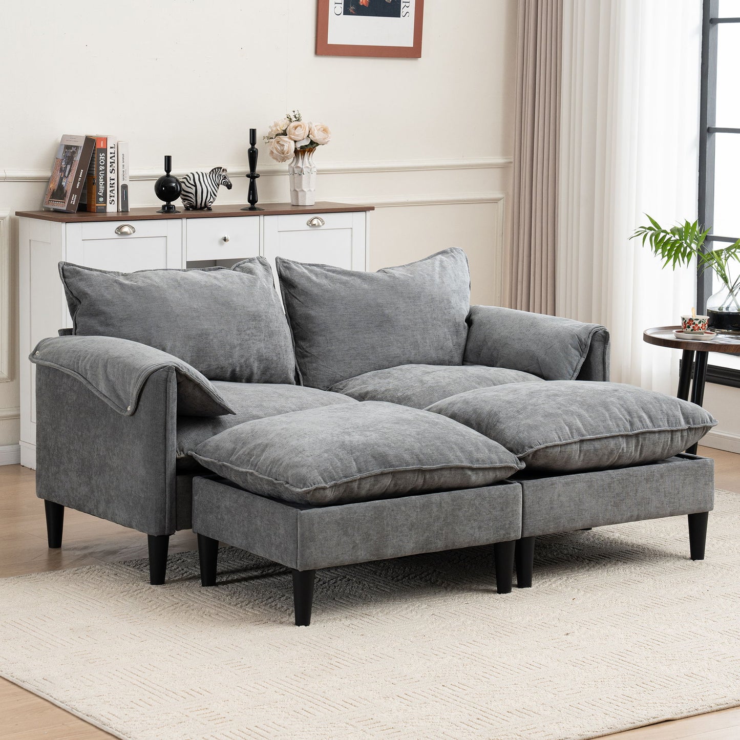 Convertible Combination Sofa With Footstools With Storage Home Essentials