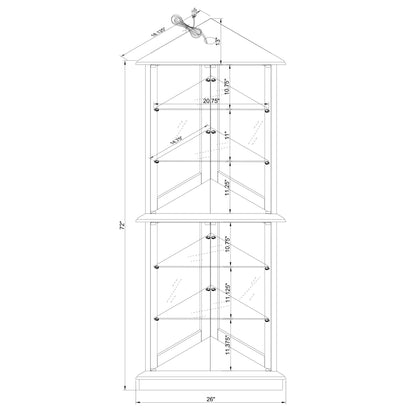 Corner Curio Dispaly Cabinet With Lights, Adjustable Tempered Glass Shelves, Mirrored Back (E26 Light Bulb Not Included) - Snoozhouse
