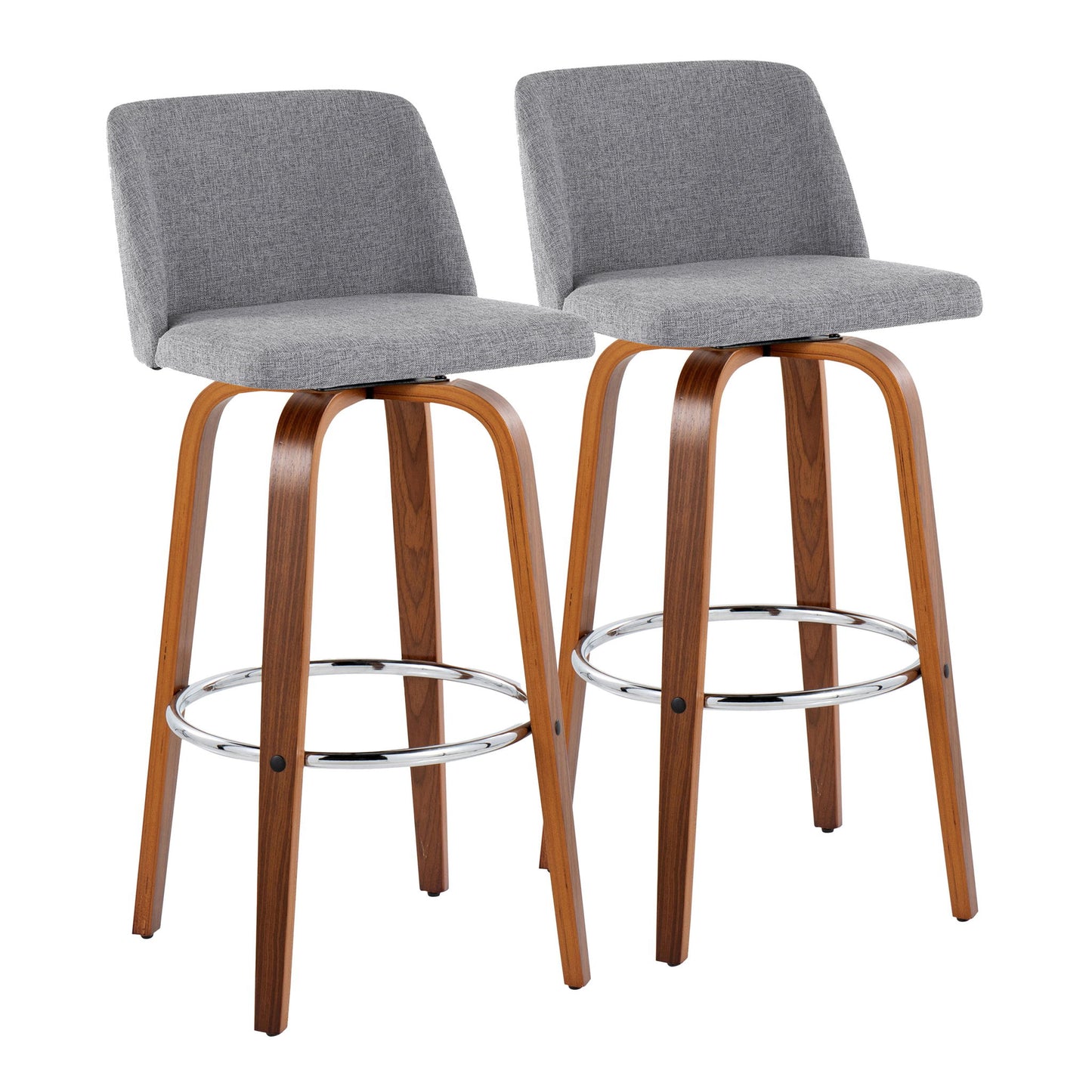 Toriano - Mid Century Modern Fixed Height, Barstool With Swivel With Round Footrest (Set of 2) Lumi Source