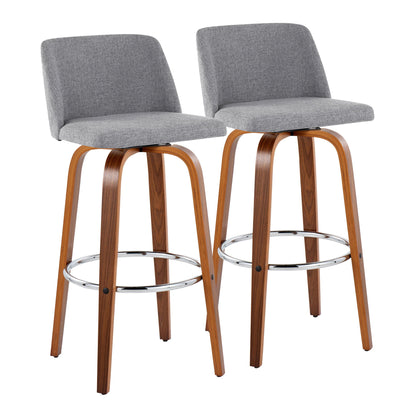 Toriano - Mid Century Modern Fixed Height, Barstool With Swivel With Round Footrest (Set of 2) Lumi Source