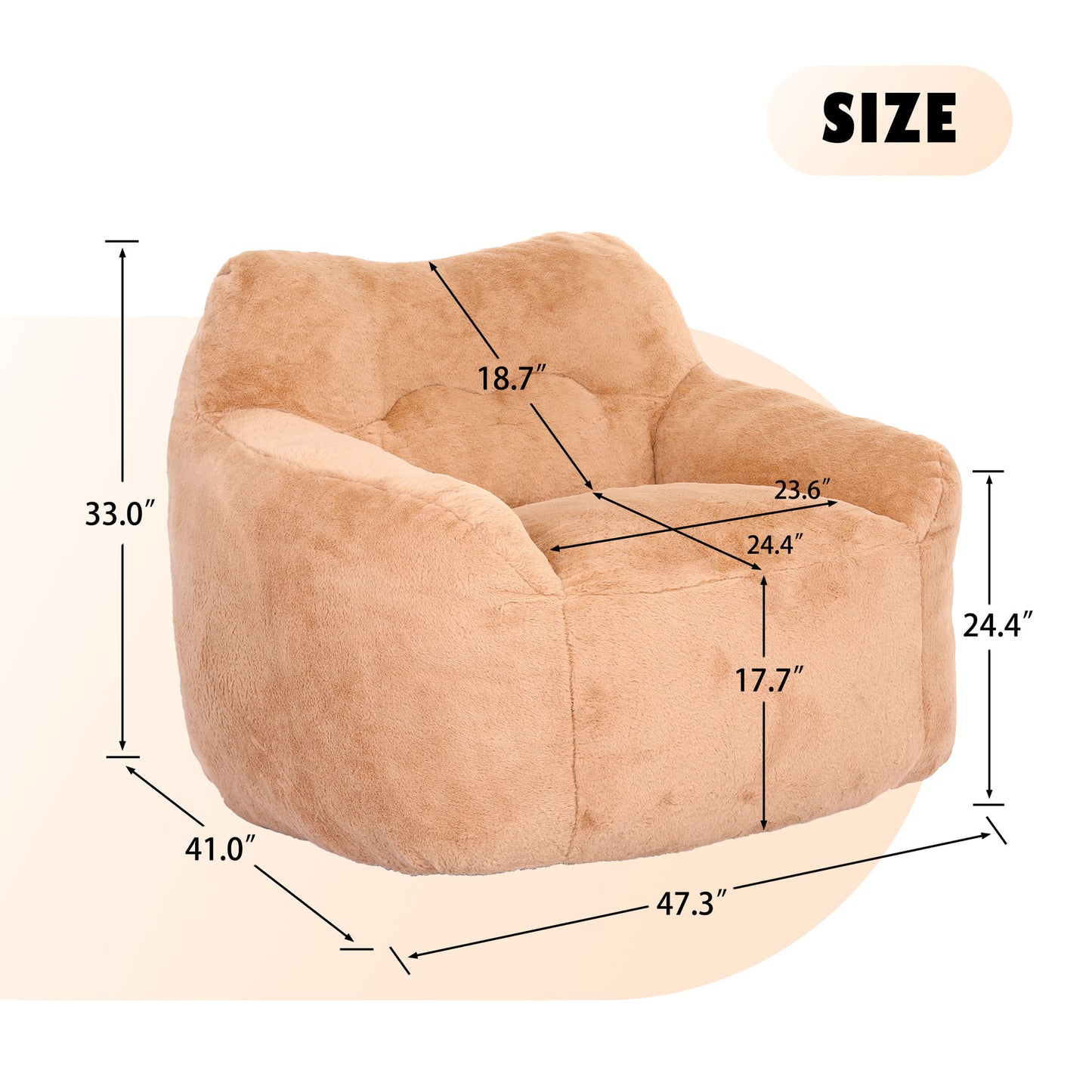 Beanbag Sofa Chair With Armrests Stuffed High Density Foam Home Essentials