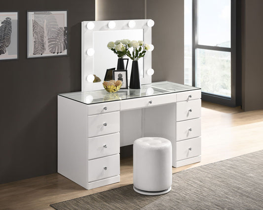 Avery - Vanity Set (With LED Luxo Mirror) - White Crown Mark