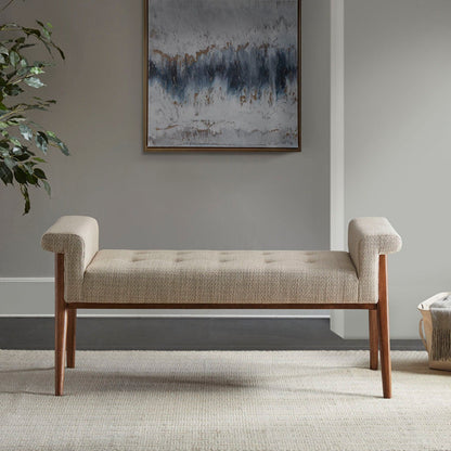 Accent Bench With Button Tufted Seat - Tan - Snoozhouse