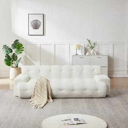 Cloud Series Minimalist Button Tufted Square Arm 3 Seater Sofa Home Essentials