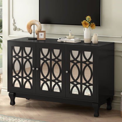 Modern Mirrored TV Stand, 3 Adjustable Shelves For Living Room Hearth and Haven