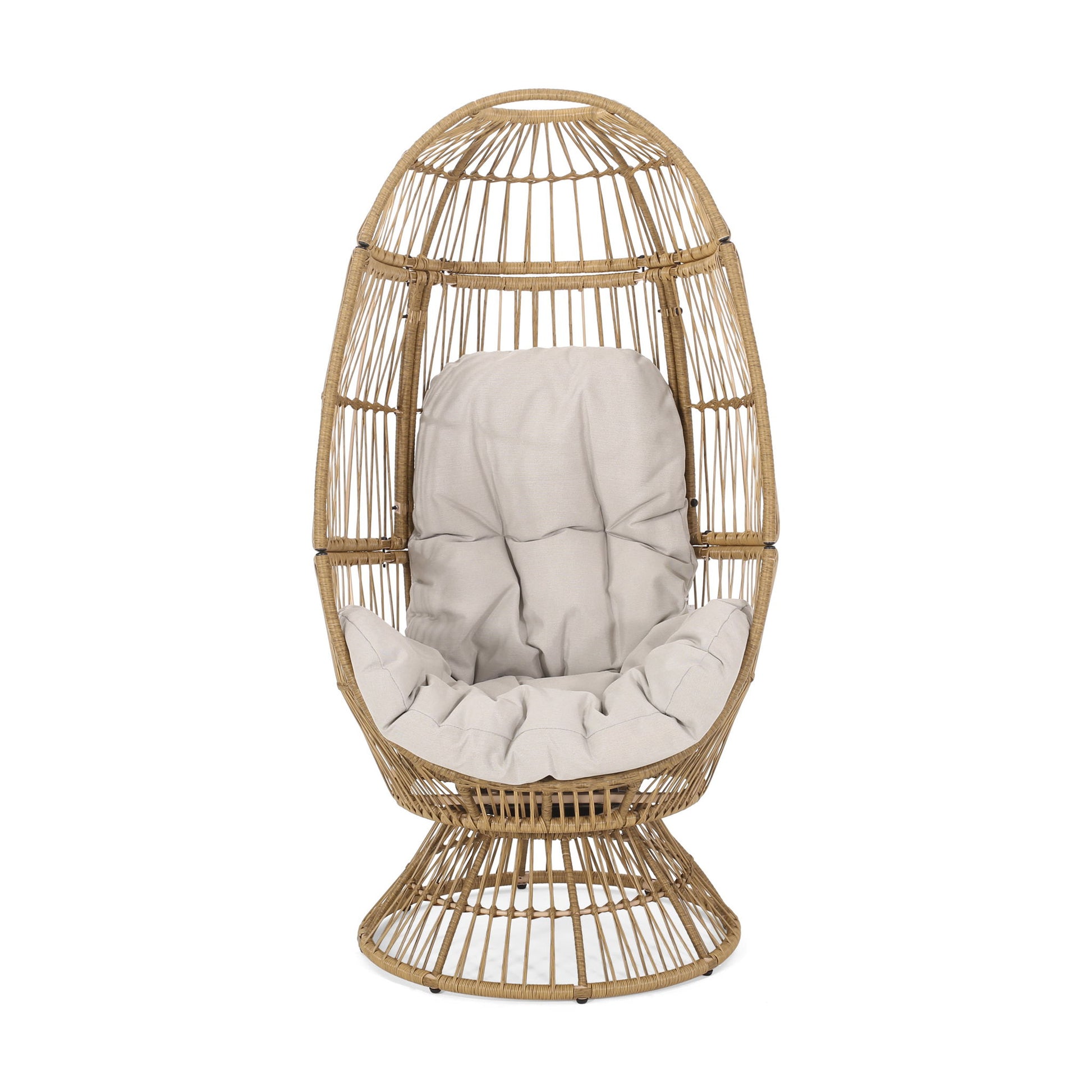 Patio Swivel Basket Egg Chair With Cushion Noble House